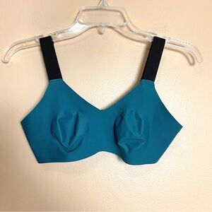 Knix Evolution V-Neck Unpadded Seamless Bra in Seaport Teal Blue Green/Black